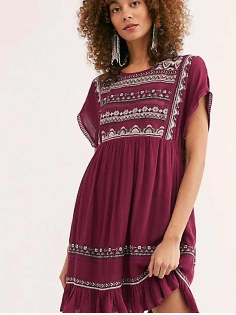 FREE PEOPLE SUNRISE WANDERER EMBROIDERED DRESS